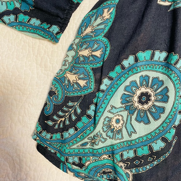 Lucky Brand- Paisley teal/navy blouse - Picture 3 of 3
